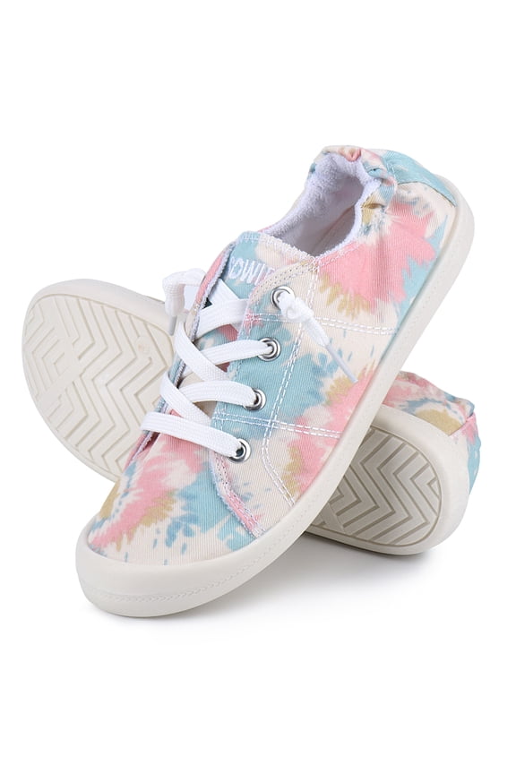 JENN ARDOR Womens Canvas Sneakers Flat Shoes Low Tops Lace up Classic Walking Shoes