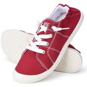 JENN ARDOR Women's Canvas Sneakers Rubber sole Fashion Shoes Canvas Upper Low Top Lace up Casual Walking Running Shoes (RD-5)