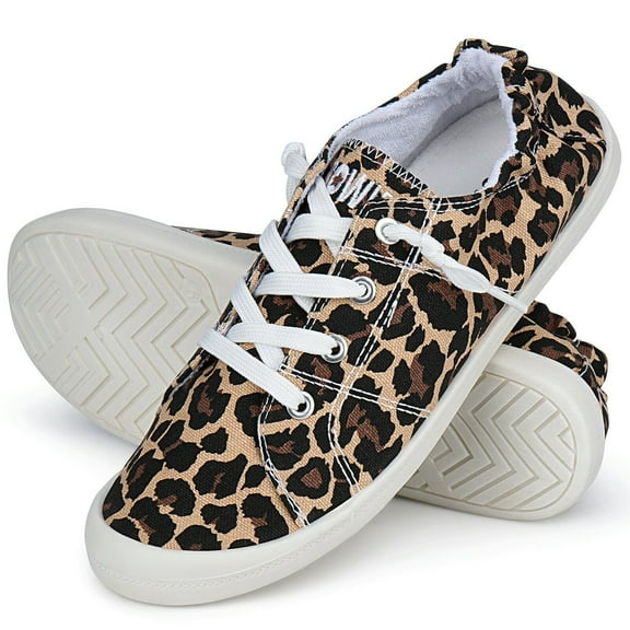 JENN ARDOR Womens Canvas Sneakers Flat Shoes Low Tops Lace up Classic Walking Shoes