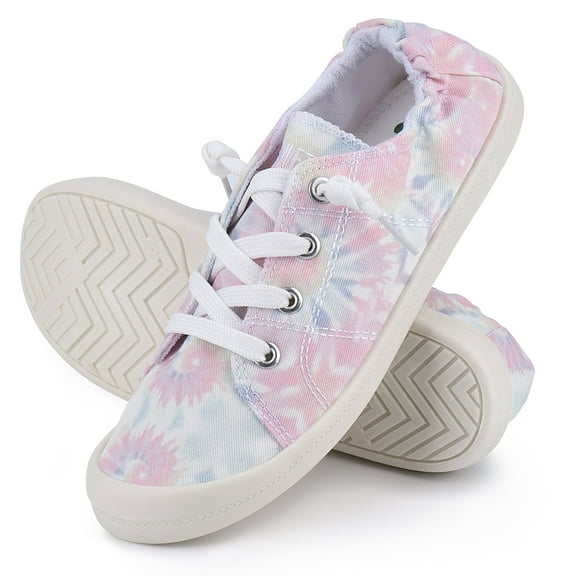 JENN ARDOR Womens Canvas Sneakers Flat Shoes Low Tops Slip Ons Classic Tennis Walking Shoes