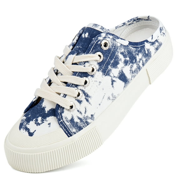 JENN ARDOR Womens Canvas Sneakers Shoes Slip on Mules Slippers Low Top Backless Casual Sneakers for Walking Backless Sneakers