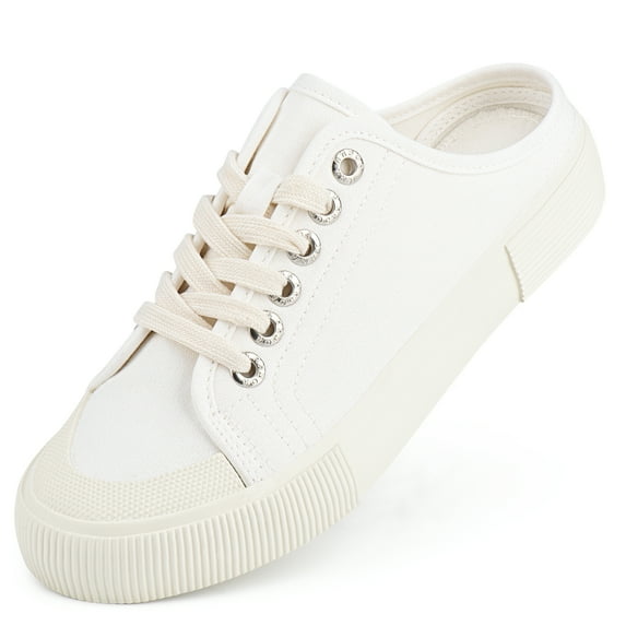JENN ARDOR Womens Canvas Sneakers Shoes Slip on Mules Slippers Low Top Backless Casual Sneakers for Walking Backless Sneakers