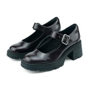 JENN ARDOR Womens Mary Janes Shoes Round Toe Platform Ankle Strap Chunky Heel Uniform Dress Shoes