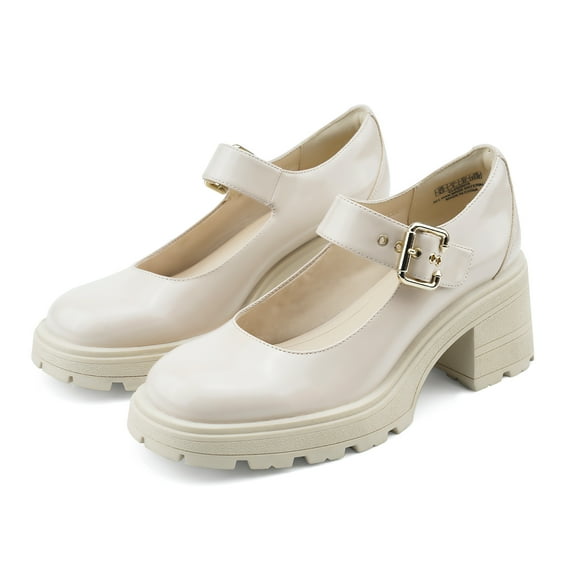 JENN ARDOR Womens Mary Janes Shoes Round Toe Platform Ankle Strap Chunky Heel Uniform Dress Shoes