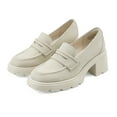 thumbnail image 1 of Womens Platform Loafers Chunky Heel Penny Loafer Lug Sole Slip On Round Toe Comfort Dress Work Shoes, 1 of 11
