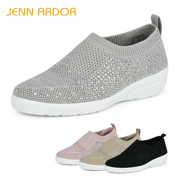 JENN ARDOR Womens Slip Ons Sneaker Shoes Mesh Knit Casual Walking Shoes Breathable Lightweight Fashion Sock Sneakers