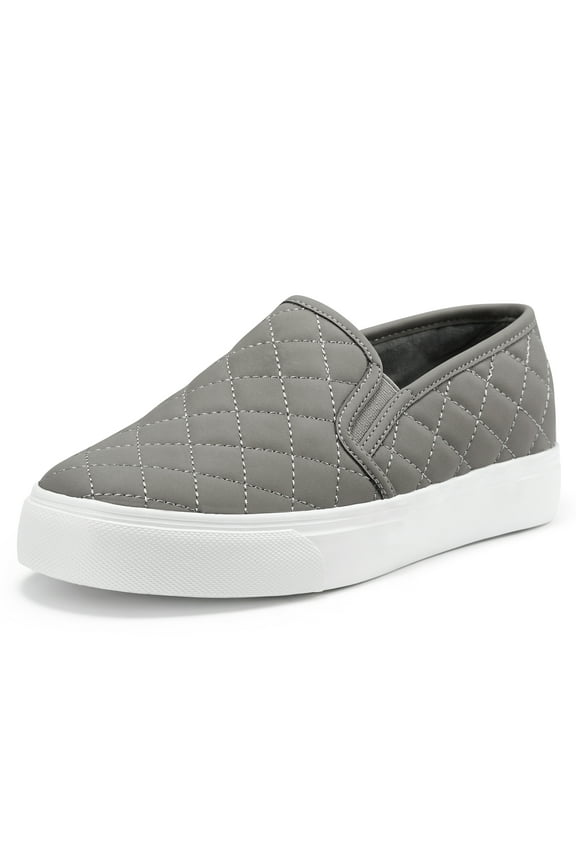 Womens Slip on Sneakers Comfortable Walking Shoes Memory Foam Loafers in Grey