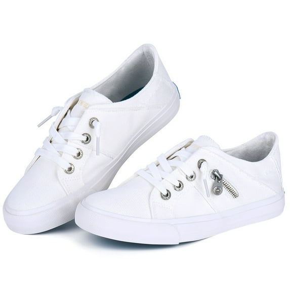 JENN ARDOR Womens Sneakers Fashion Canvas Shoes Lace up Flats Low Top Walking Shoes