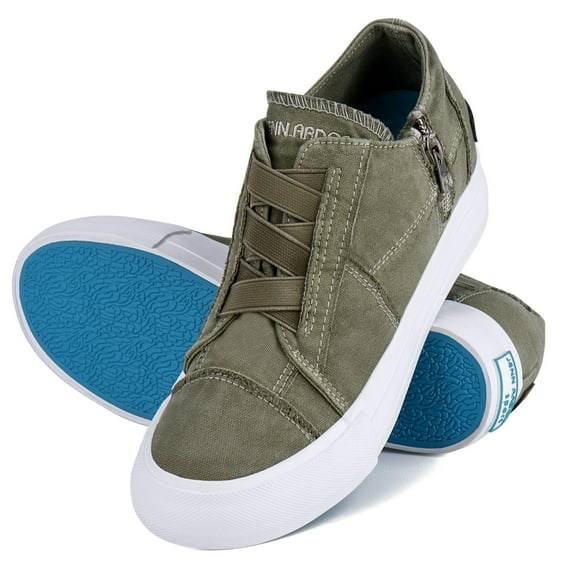 JENN ARDOR Womens Wedge Platform Sneakers nternal height Shoes Hidden Canvas Shoes Ankle Booties Slip-on Casual Sneaker Shoes