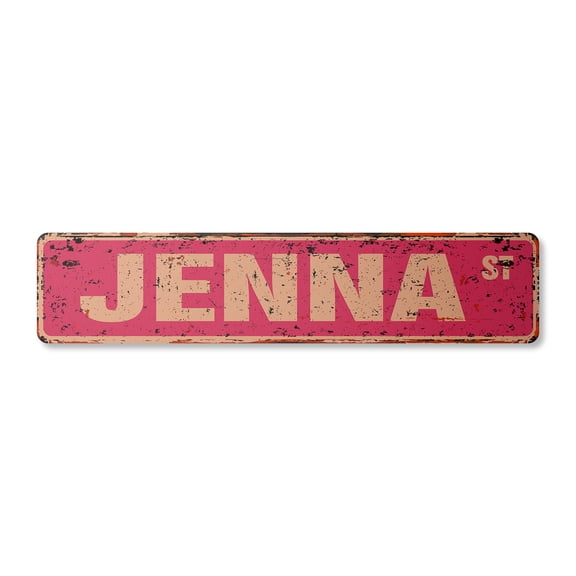 JENNA Vintage Aluminum Street Sign Childrens Name Room Metal Sign rustic metal tin | Indoor/Outdoor |  24" Wide