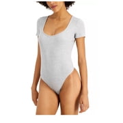 JENNI Intimate Square Neck Ribbed Bodysuit-Grey Heather -Small