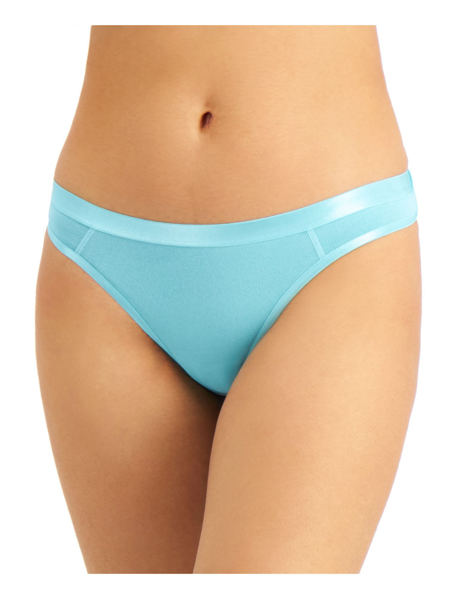 JENNI Intimates Aqua Decorative Front Seams Thong Underwear L
