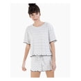 thumbnail image 1 of JENNI Sets White Textured Striped Short Sleeve Round Neck T-Shirt Sleepwear  Size XL, 1 of 2