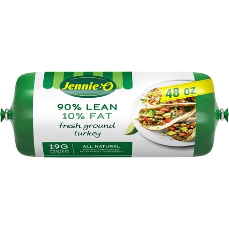 JENNIE-O Ground Turkey All Natural, 90/10%, Roll, 3 Pounds, 18 Grams of Protein per Serving