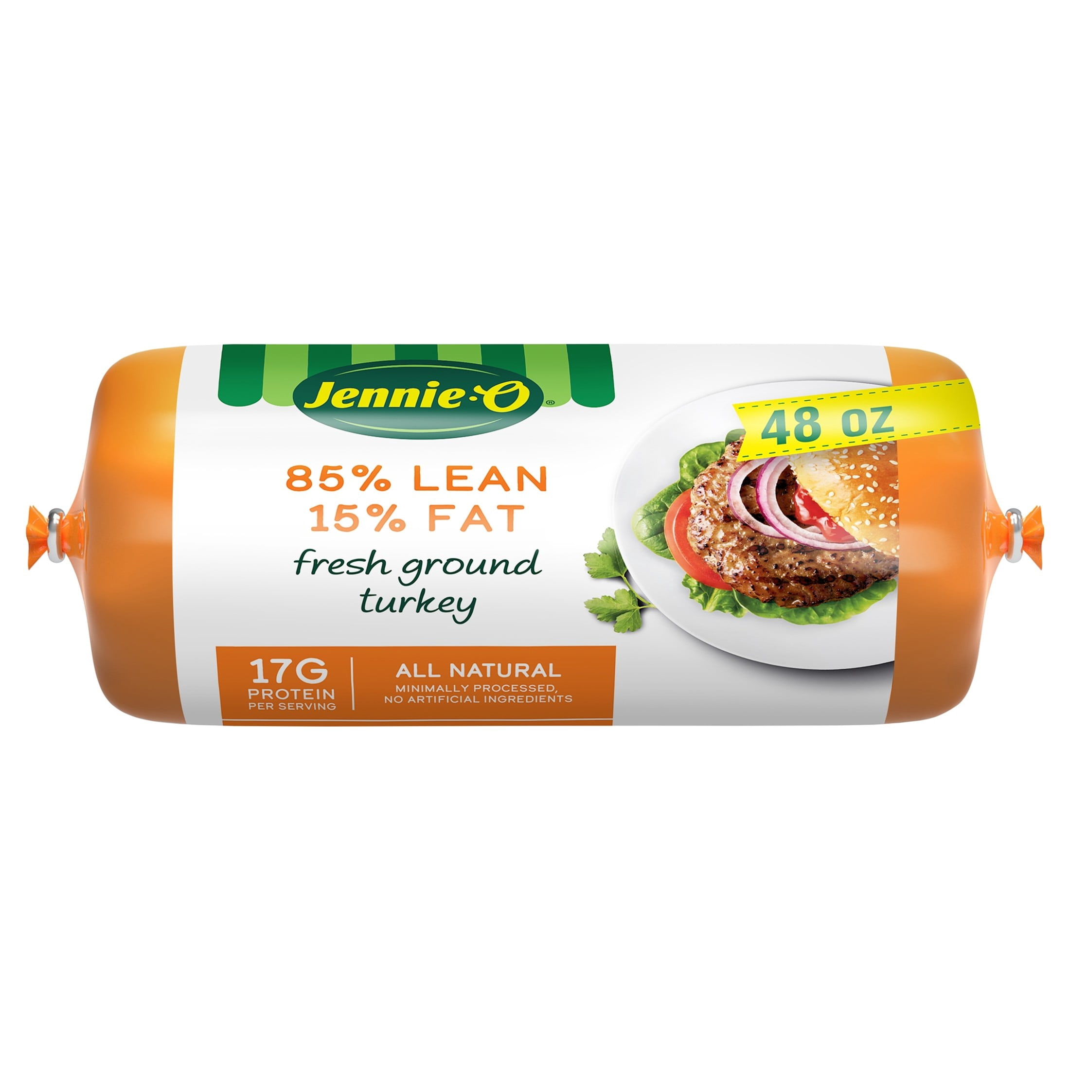 JENNIE-O Fresh Lean Ground Turkey, 85% Lean/15% Fat, All Natural, Refrigerated, 3 lb Plastic Roll