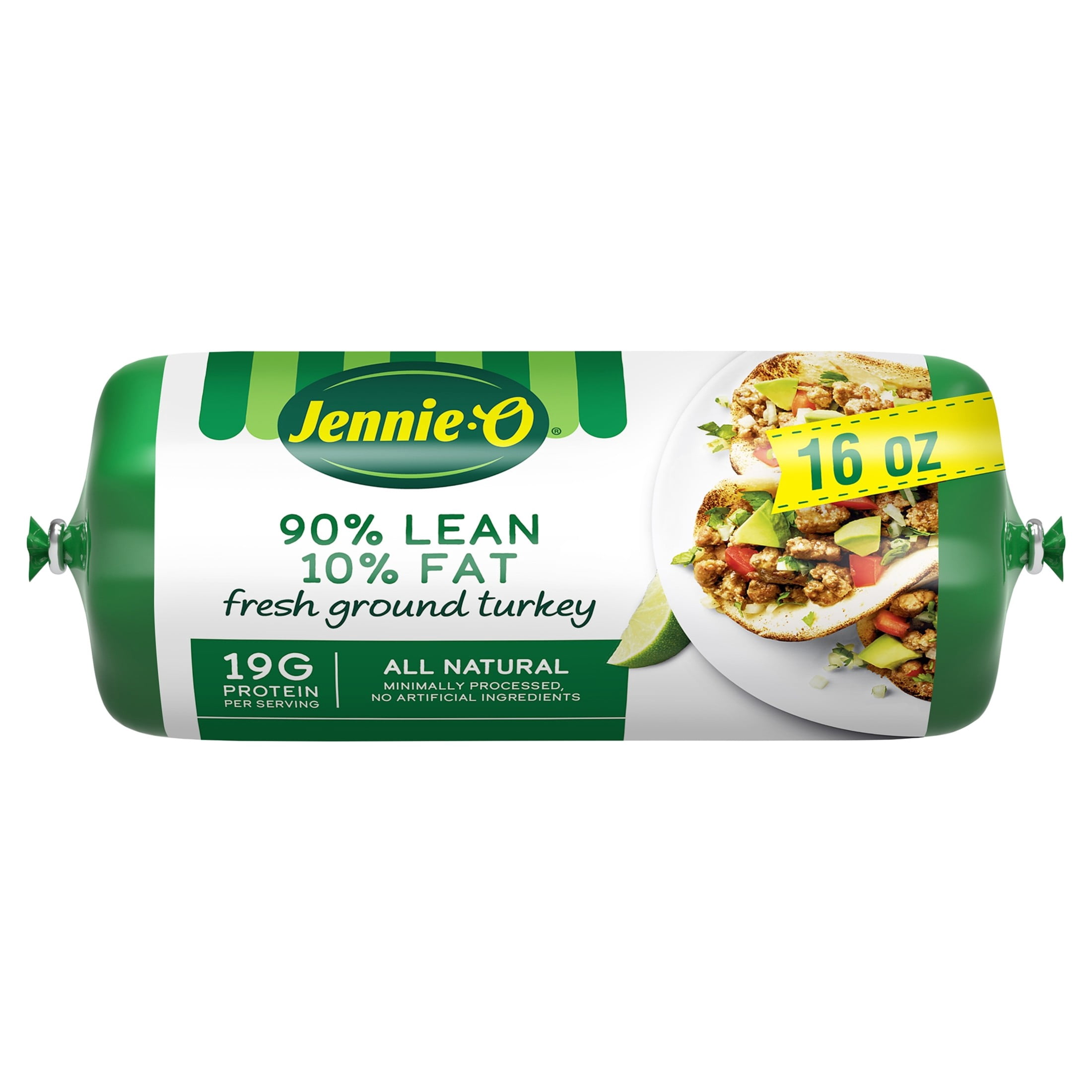JENNIE-O Ground Turkey All Natural, 90/10%, Roll, 1 Pound, 18 Grams of Protein per Serving