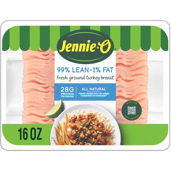 JENNIE-O Ground Turkey Breast, 99/1% Tray, All Natural, 1 Pound, 29 Grams of Protein per Serving