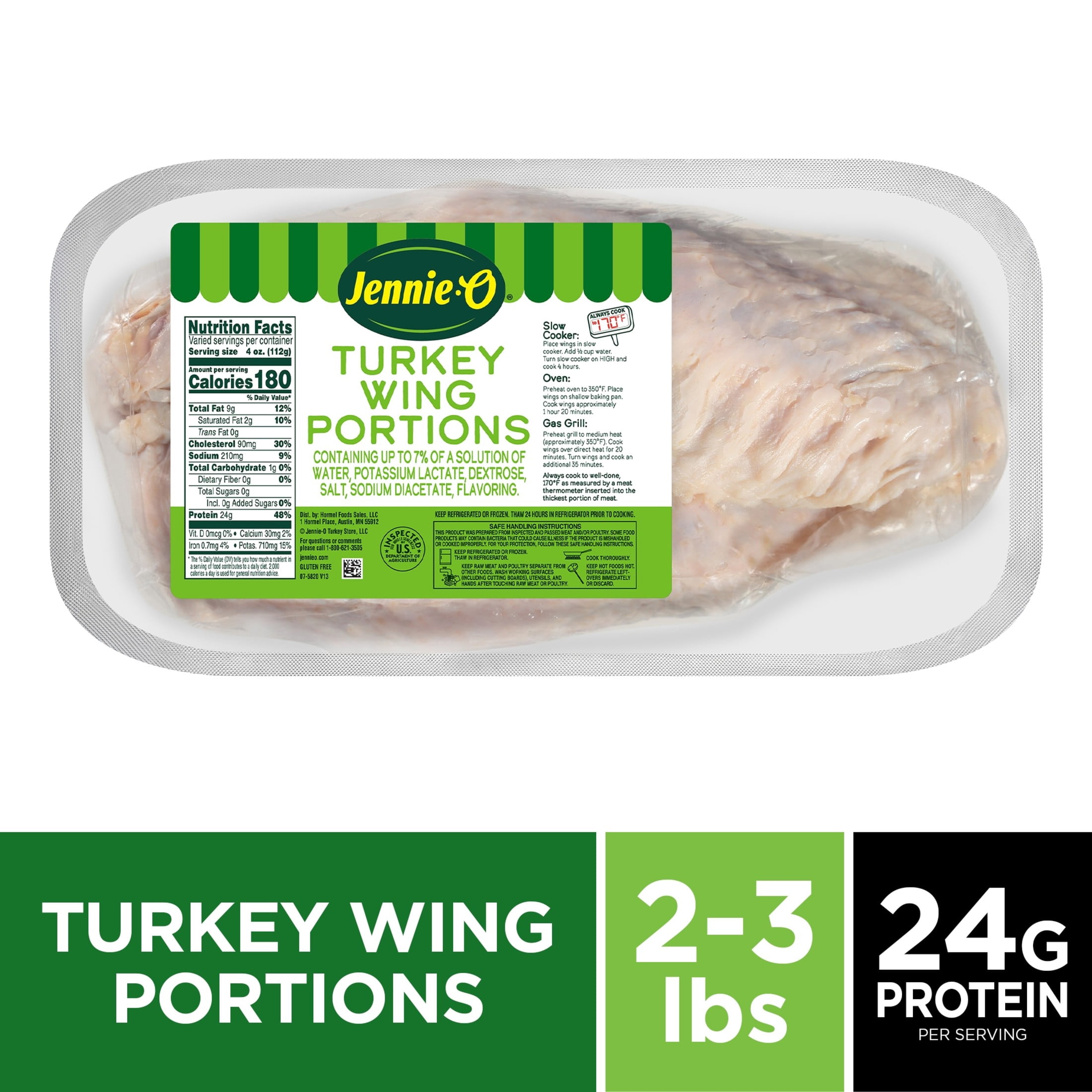 JENNIE-O Raw Turkey Wing Portions, Refrigerated, 2-3 lb Plastic Tray