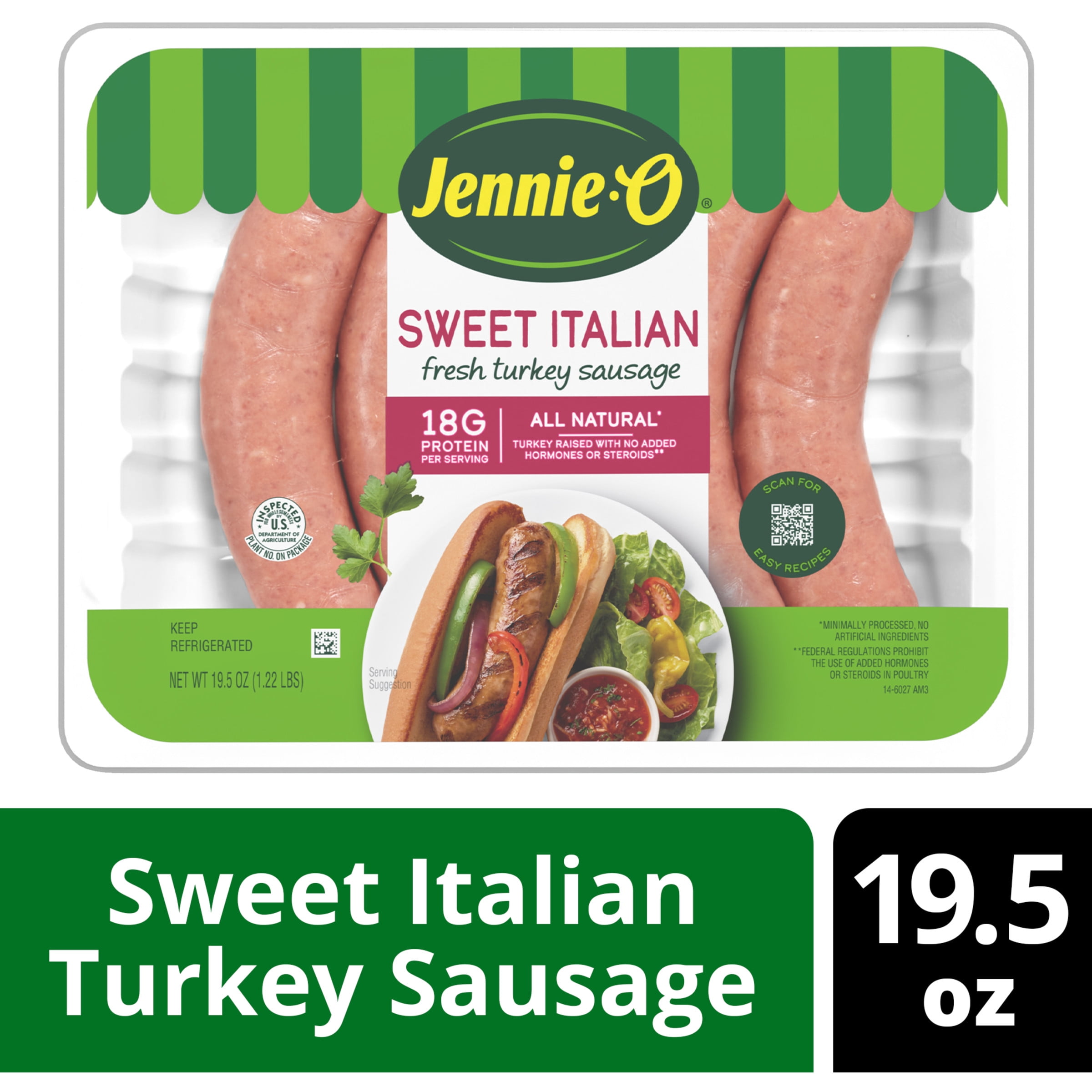 JENNIEO Sweet Italian Turkey Sausage Link 1.22 lb. 19.5 oz
