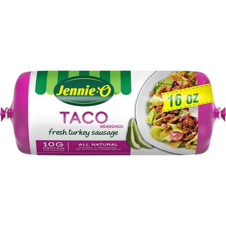 JENNIE-O Taco Ground Turkey Sausage, All Natural, No artificial ingredients, Refrigerated, 1 Pound Roll