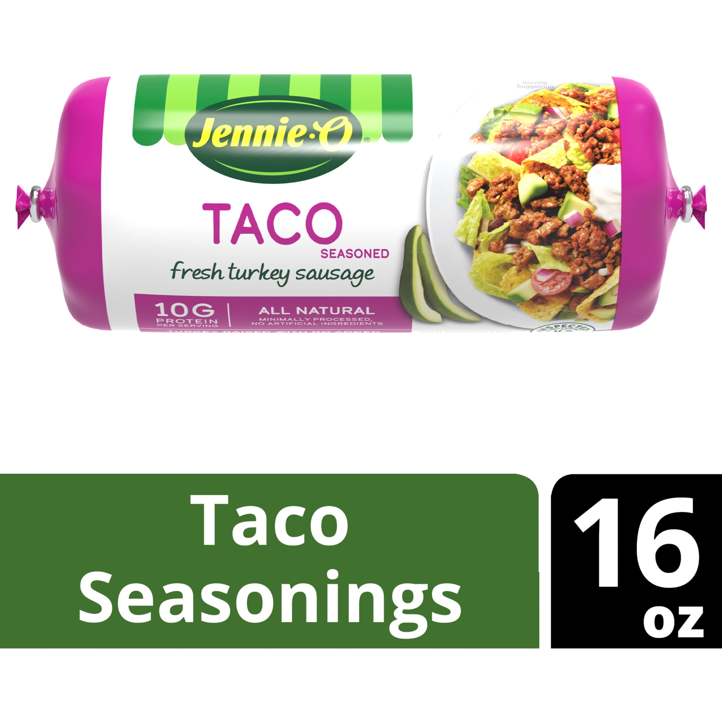 JENNIEO Taco Seasoned Ground Turkey Sausage 1 lb. chub 16 oz