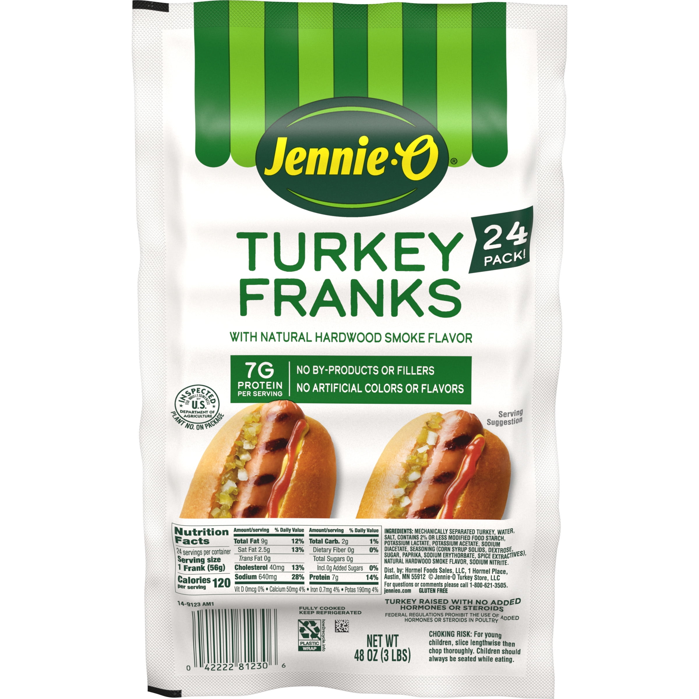 JENNIEO Turkey Franks, *40 Less Fat, 3 lb Plastic Vacuum Package (24