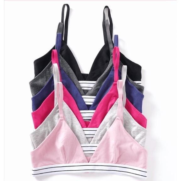 JENNIFER INTIMATE 6-Pack Soft Cotton Triangle Bralettes