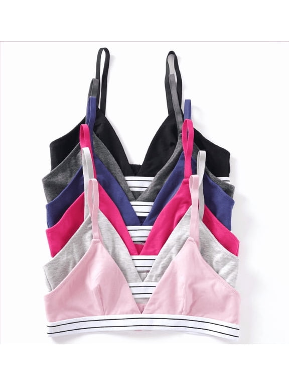 6-Pack Soft Cotton Triangle Bralettes