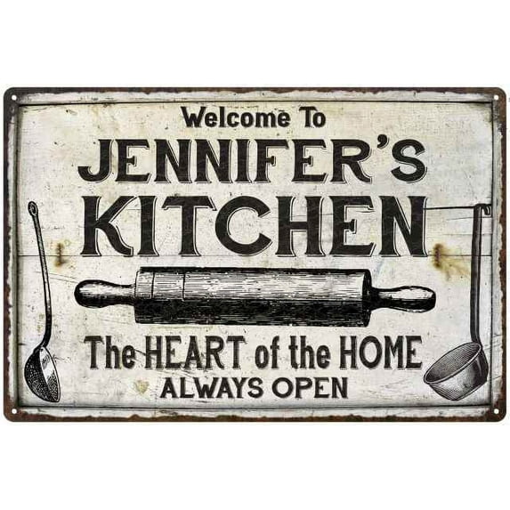 JENNIFER'S Kitchen Farmhouse Sign 8 x 12 High Gloss Metal 208120033009