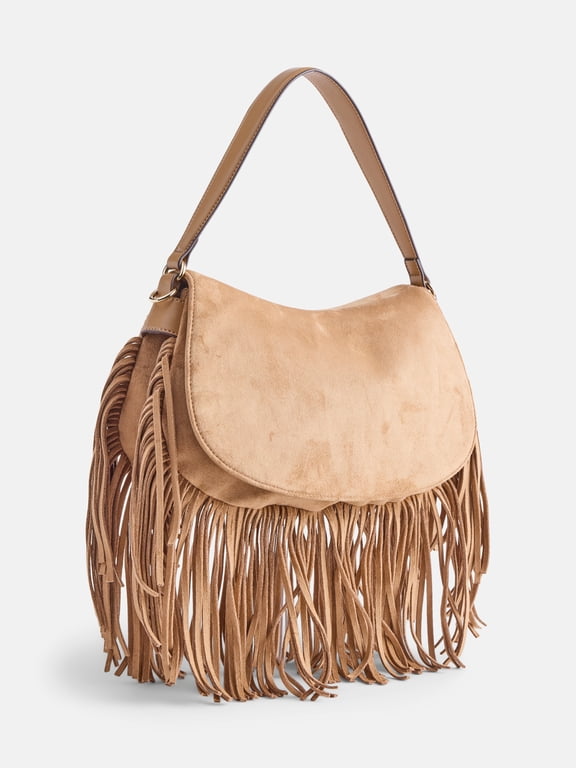 Women's Saddle Bag, Brown Fringe