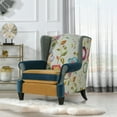 thumbnail image 1 of JENNIFER TAYLOR J T Bohemian Velvet Floral Tufted Wingback Accent Arm Chair, Satin Teal and Purple, 1 of 17