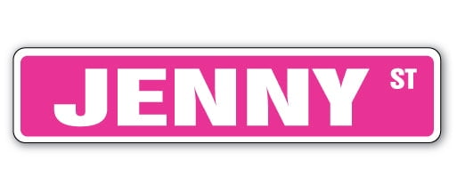 JENNY Street Sign Childrens Name Room Sign | Indoor/Outdoor | 30