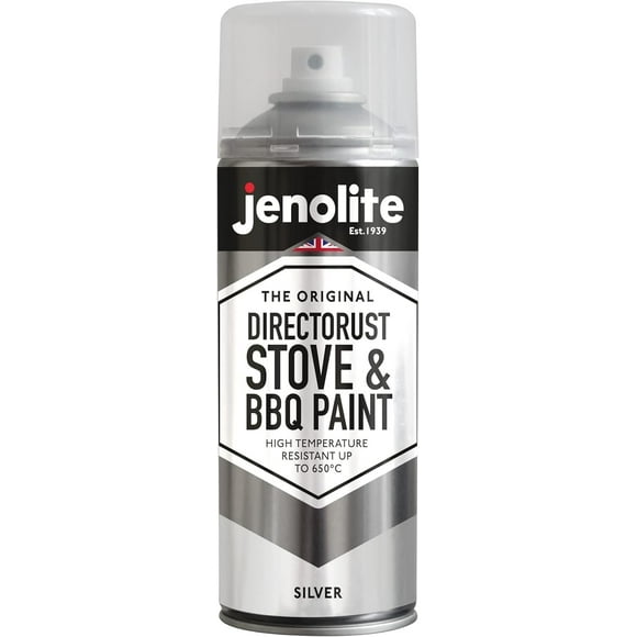 JENOLITE Directorust High Heat Spray Paint for Metal - SILVER - Smooth Matt Finish BBQ & Stove Aerosol Paint - Very High Temperature Resistant Up to 1200F 650C  13.5 Ounces 400ml