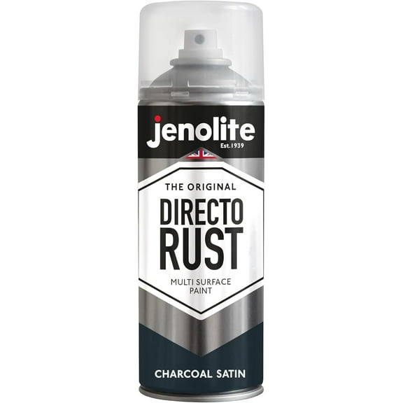 JENOLITE Directorust Satin Spray Paint | CHARCOAL GRAY | 13.52fl oz (400ml) | Semi-Gloss Spray Paint | Wood, Metal, Plastic, Ceramic & Rusted Surfaces | Interior & Exterior Use | RAL7016