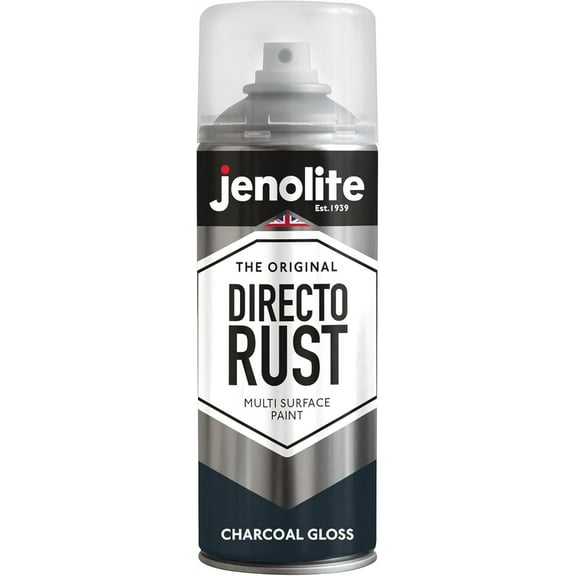 JENOLITE Directorust Spray Paint for Metal - CHARCOAL GREY - Gloss Finish for Indoor and Outdoor use - Multi-Surface for Metal, Plastic, Ceramic, Wood & Rusted Surfaces - 400ml 13.52fl oz, RAL7016