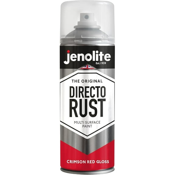 JENOLITE Directorust Spray Paint for Metal - CRIMSON RED - Gloss Finish for Indoor and Outdoor use - Multi-Surface for Metal, Plastic, Ceramic, Wood & Rusted Surfaces - 400ml 13.52fl oz, RAL3027