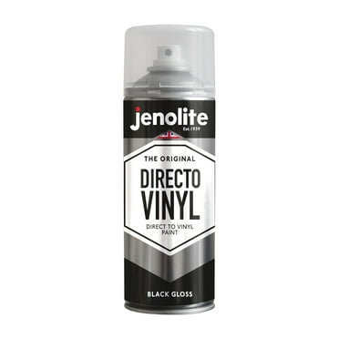 JENOLITE Directovinyl Paint Spray  GLOSS BLACK  Flexible Fabric Paint, Ideal for Car Seats and Upholstery  Suitable for Vinyl, Leather, Most Fabrics  400ml 13.5fl oz