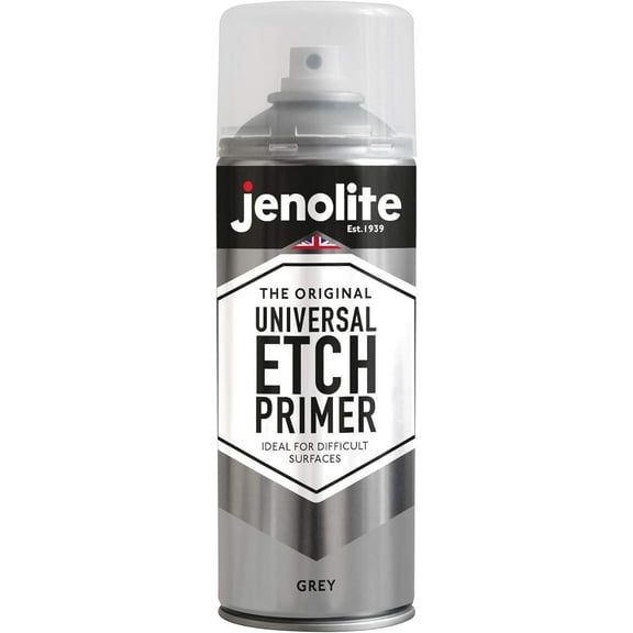 JENOLITE Universal Etch Primer - GREY - High Performance Self Etching Primer For Difficult Surfaces Including Metals Aluminum, Galvanized Steel, Stainless, & GRP Plastic - 13.5 fl oz 400ml