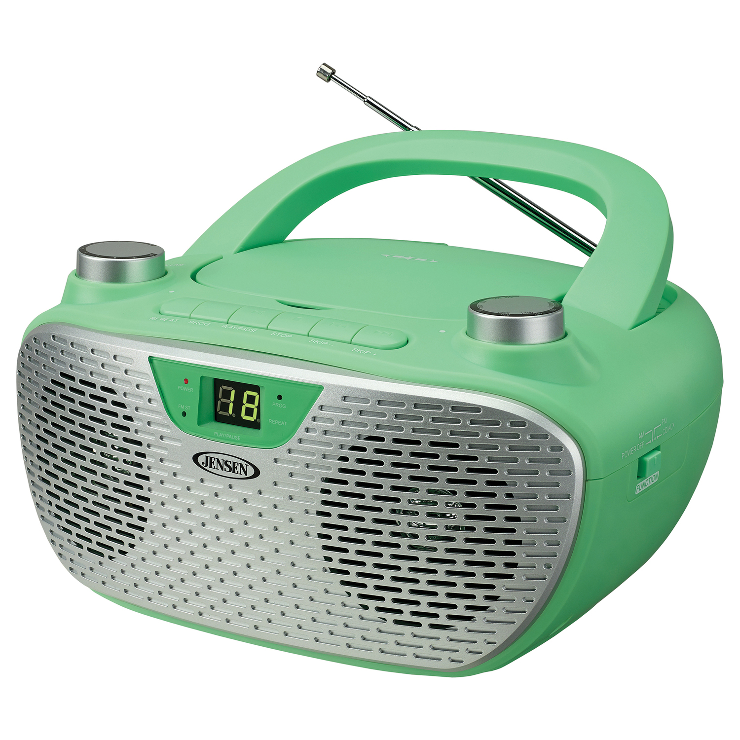 JENSEN CD-485 1-Watt Portable Stereo CD Player with AM/FM Radio, Green