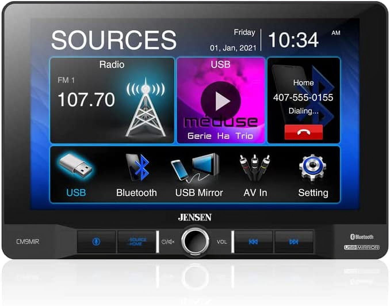 JENSEN CM9MIR 9 inch Single DIN Car Stereo Radio Touch Screen with