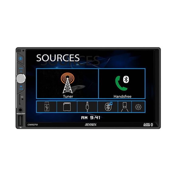 Jensen CMR270 7" Double DIN Touchscreen | Bluetooth | AM/FM | Backup Cam Input