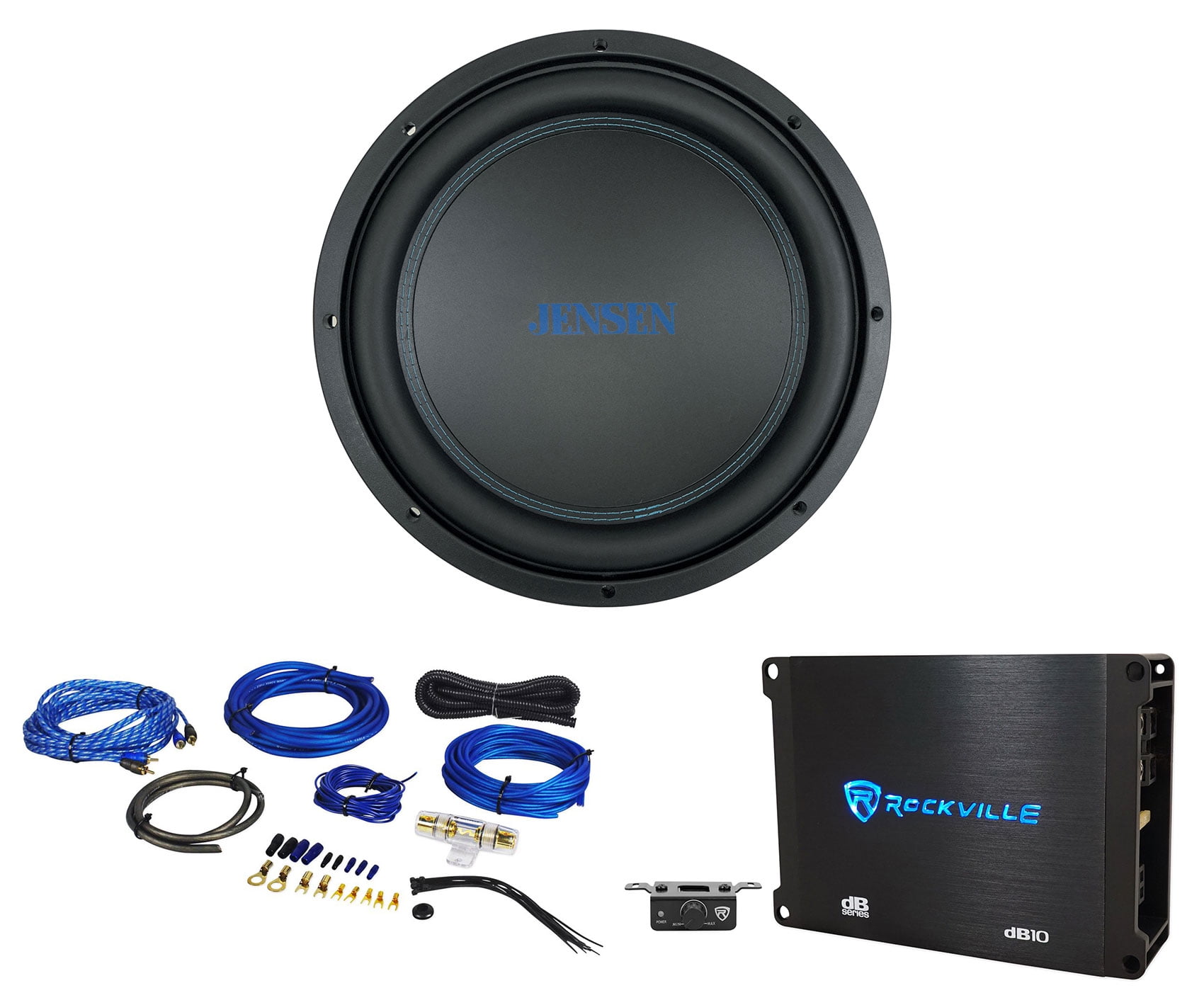 JENSEN J12W 12" 1200 Watt Subwoofer 4ohm Car Audio Sub+Mono Amplifier