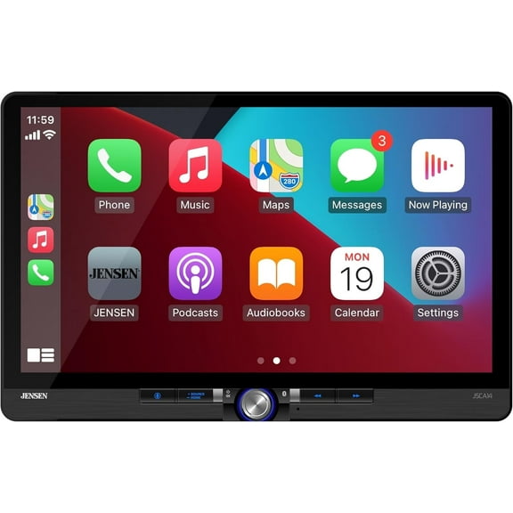 JENSEN J5CA14 14-inch Certified Apple CarPlay Android Auto Wired or Wireless | iDataLink Maestro & Metra Axxess Ready | Single & Double DIN Car Stereo | Bluetooth | Front & Rear Camera Inputs