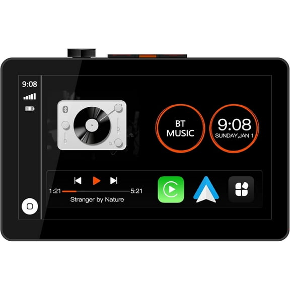 JENSEN J5UP10 10-inch Top Mount Control Touchscreen Receiver with Certified Wireless Apple CarPlay Android Auto | Single DIN Car Stereo with Bluetooth | Backup Camera Input | USB Playback & Charge