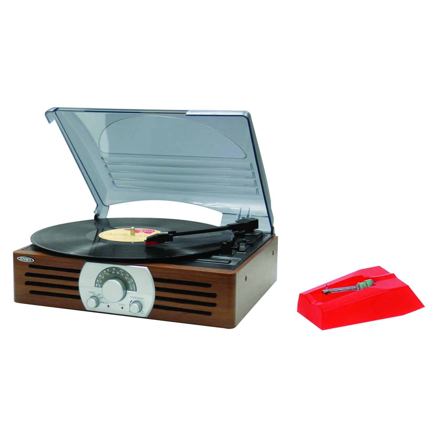 JENSEN JTA222 3Speed Stereo Turntable with AM/FM Stereo Radio