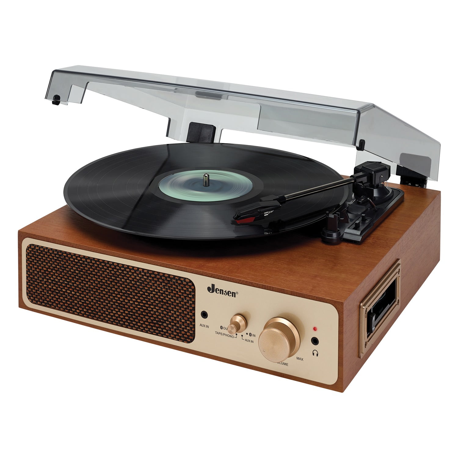 3-Speed Turntable with CD Player, Double Cassette Player, Bluetooth, FM  Radio and USB/SD Recording
