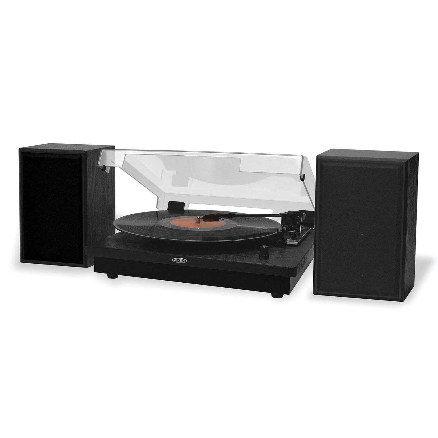 Black Belt Drive Stereo Turntable with Bluetooth and Speakers