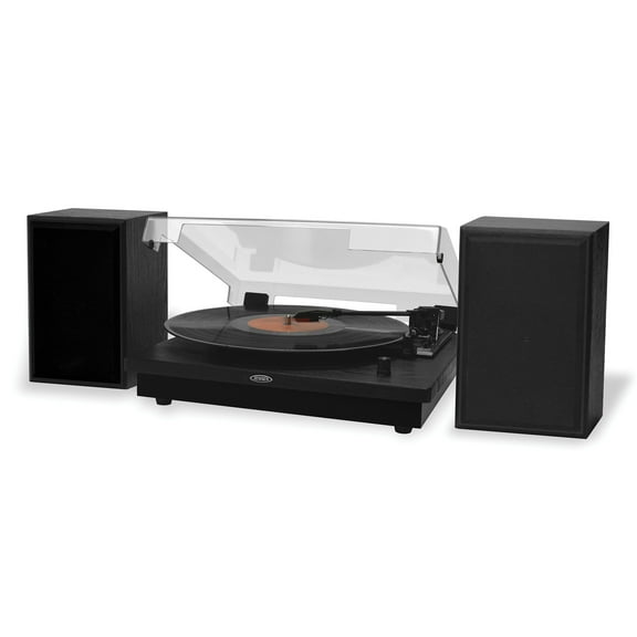 JENSEN JTA-315 Dual-Direction Bluetooth Belt-Drive Turntable with Speakers