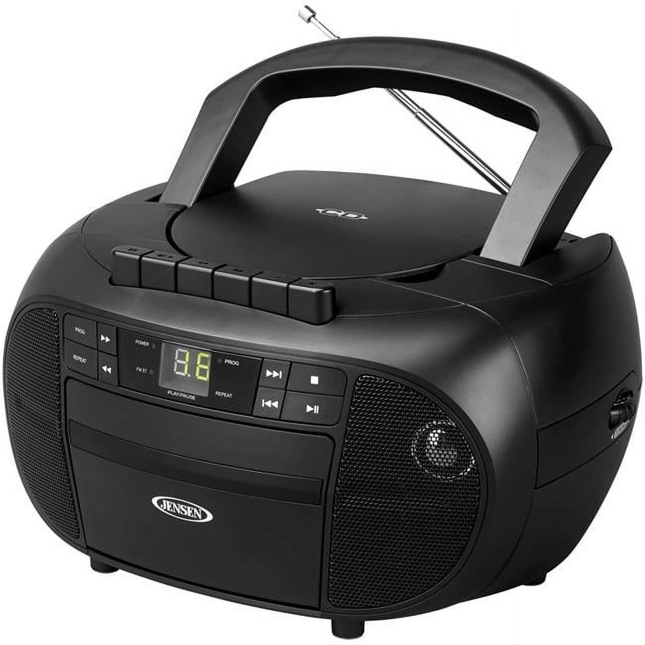 JENSEN Portable Boombox/Stereo Cassette Recorder & CD Player with AM/FM  Radio, Black 