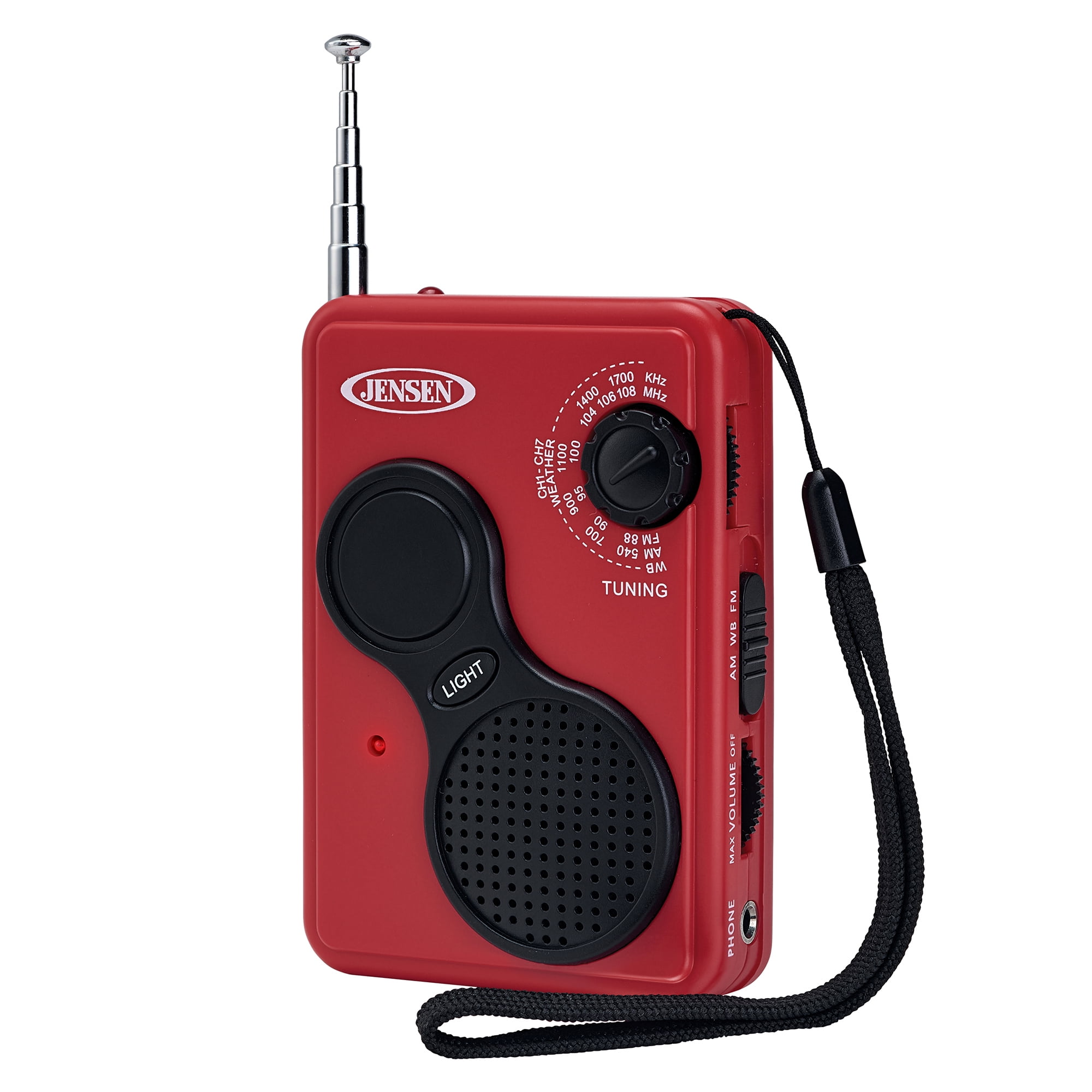 JENSEN Portable NOAA Emergency Weather Radio with Digital AM/FM/Alerts, LED Flashlight, AAA Battery Powered, JEP-100